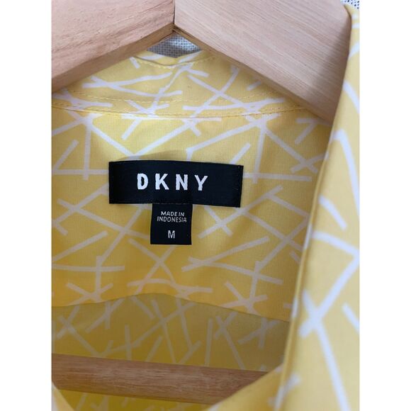 NWT DNKY Men's Yellow‎ Long Sleeve Button-Down Shirt Geometric Print Size Medium - Picture 3 of 7